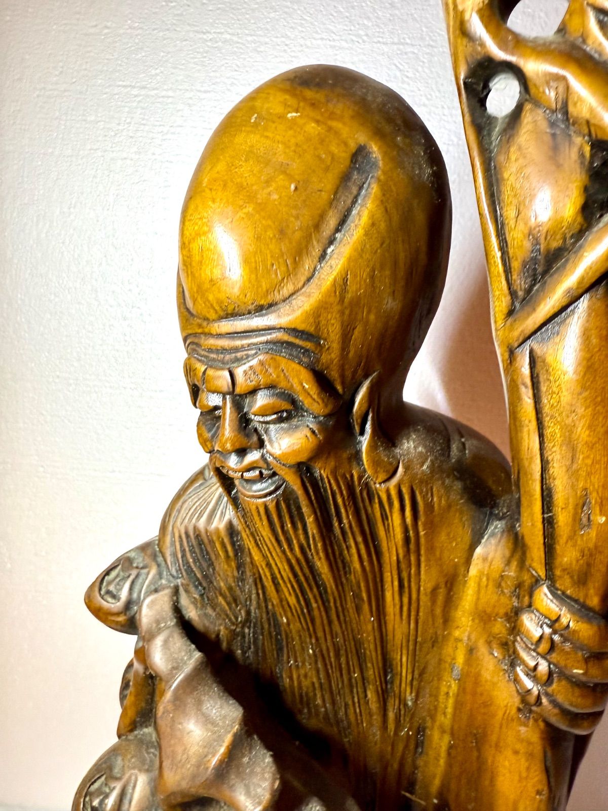 寿老人置物】 福禄寿 木製 木彫り 縁起物 七福神