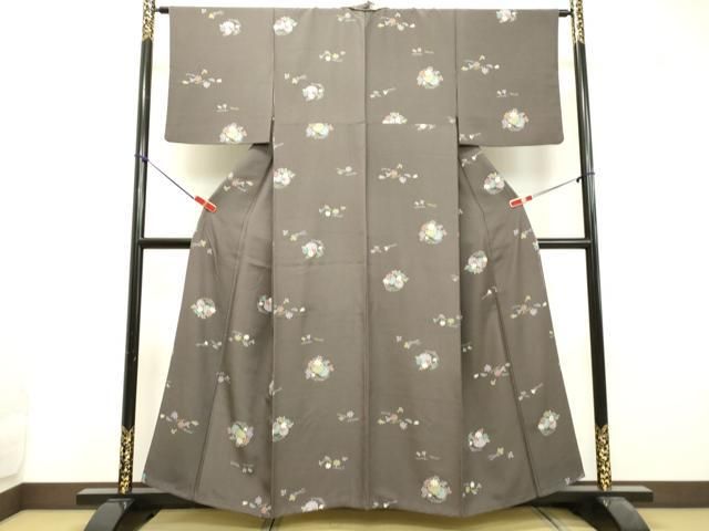 平和屋着物○上質な小紋 雪輪重ね草葉文 金彩 正絹 逸品 DAAU0639tw