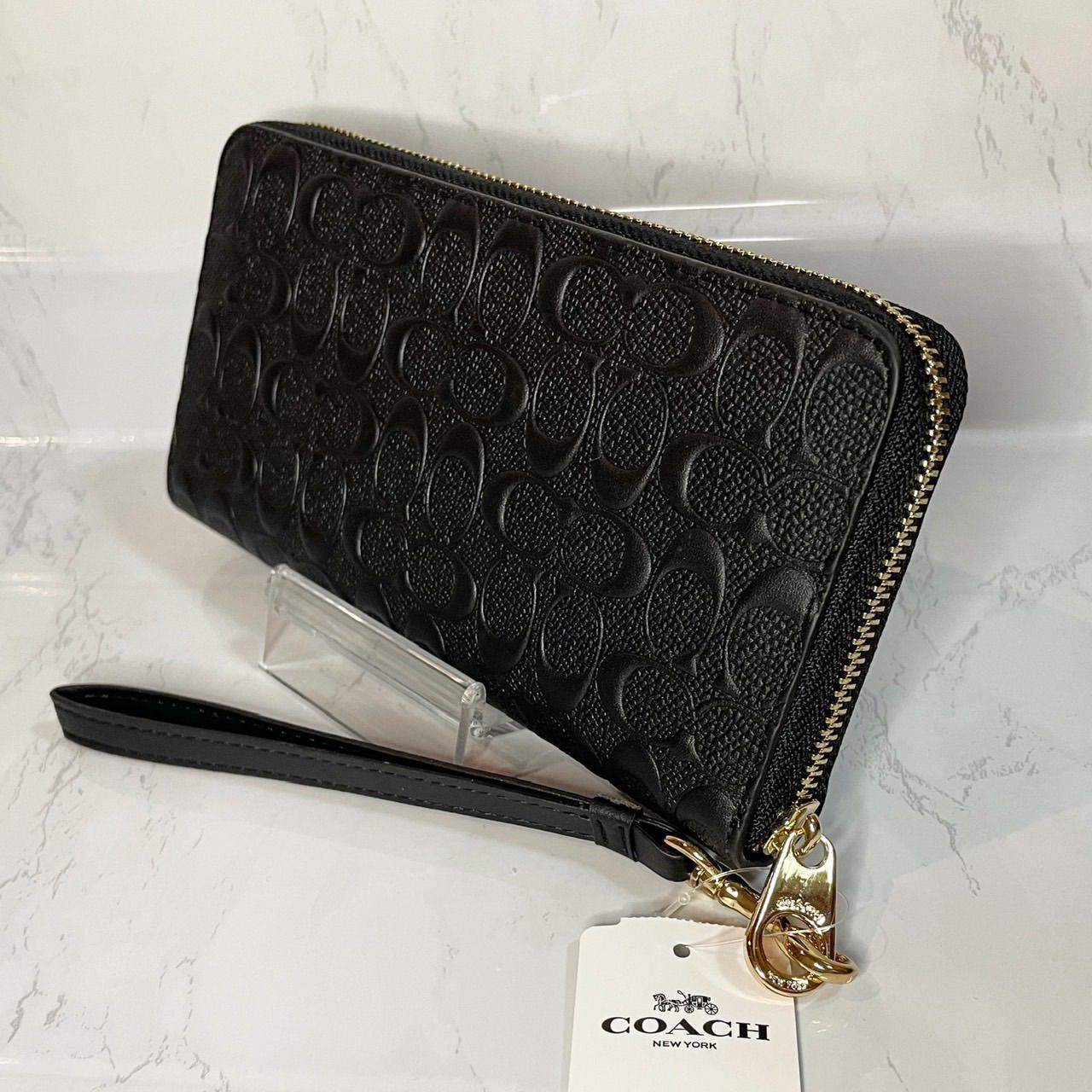 新品-未使用】COACH スムースカーフシグネチャー 長財布 ブラック-