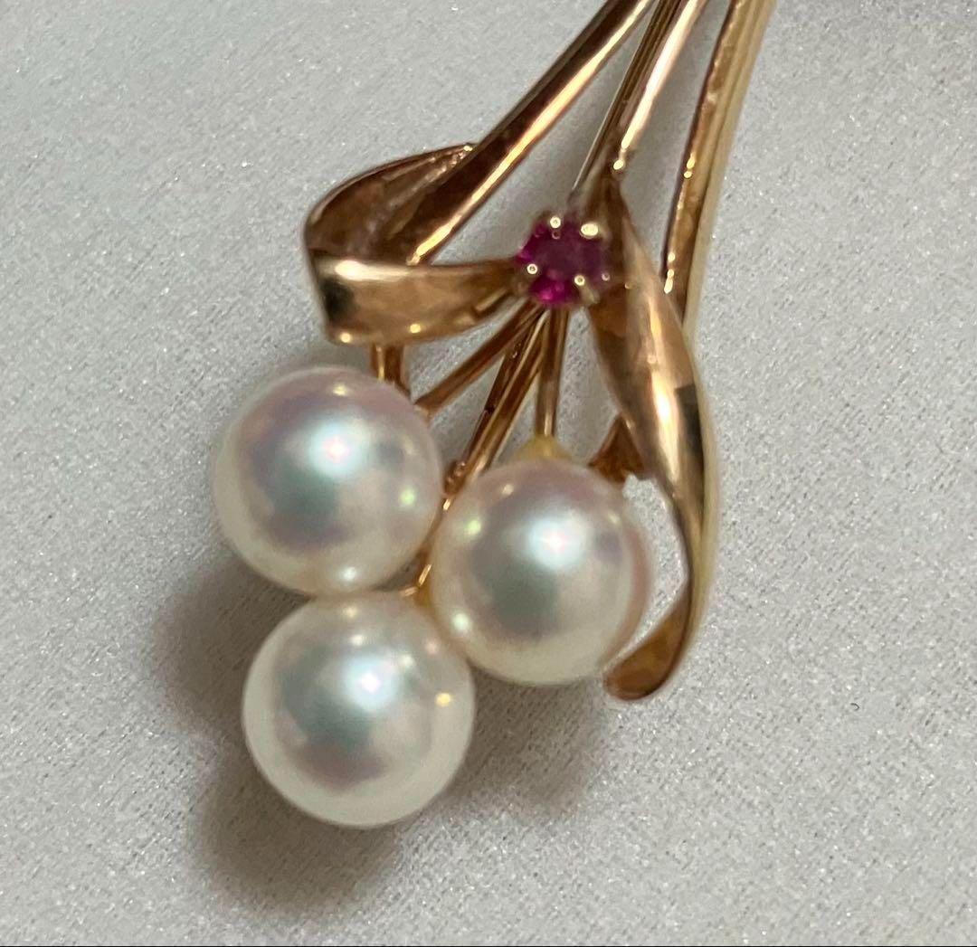 ◆K14 YG◆14金◆パール◆ブローチ◆重量 約 4.48g◆石付き◆真珠◆