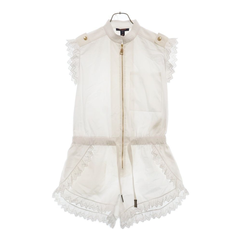 LOUIS VUITTON ルイヴィトン 24AW ブロデリーアングレーズ フロントジップ コットン オールインワン ホワイト レディース RW222J XKG FNPB01
