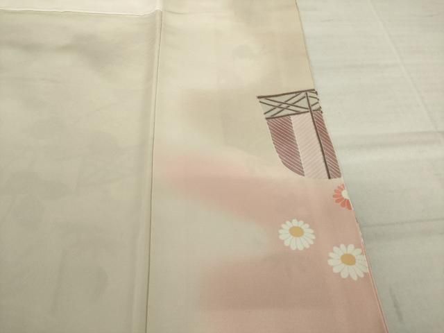 平和屋着物○訪問着 紬地 手描き 花籬文 金彩 ロング丈 正絹