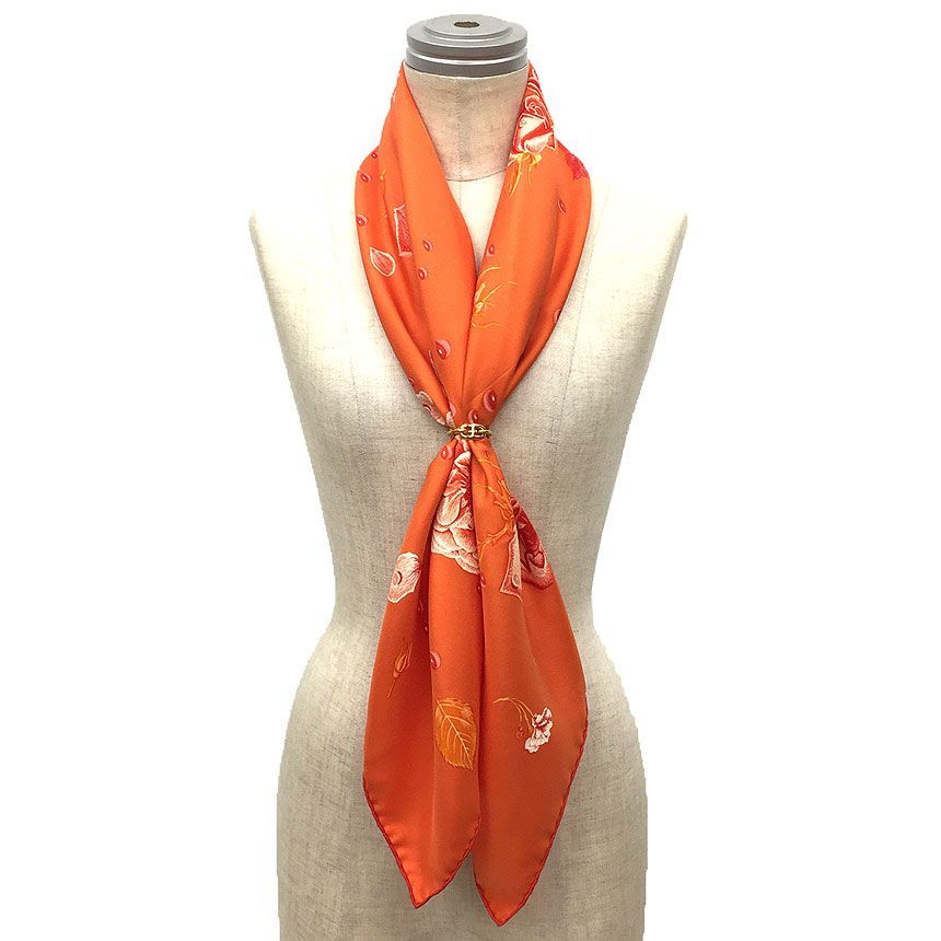 HERMES　エルメス　スカーフ　カレ90　La Rosse　バラ　aq9759 セール HERMES エルメス スカーフ カレ90 La Rosse 露 バラ 花