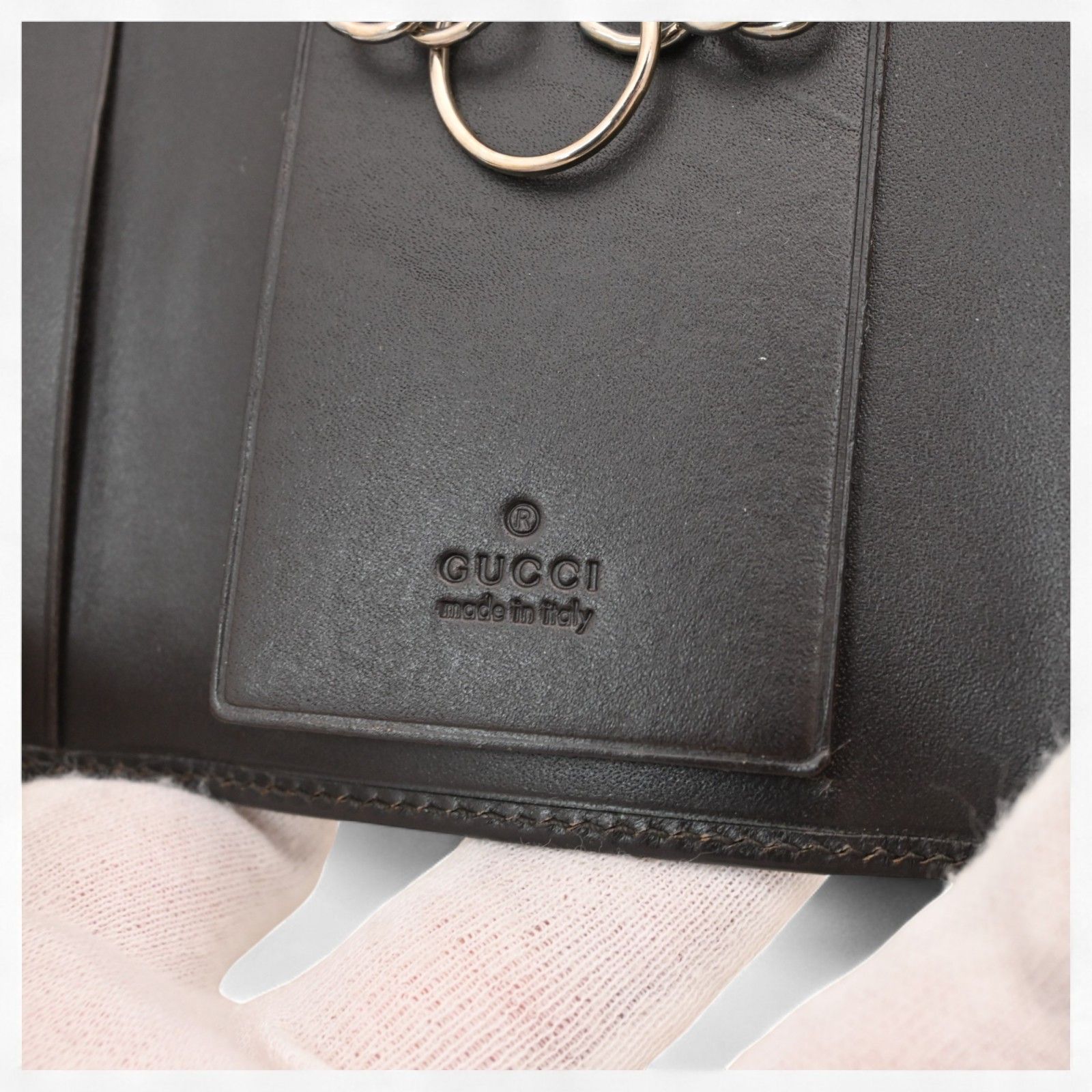 グッチ キーケース 6連 レザー シルバー金具 ブラック Bランク gu 9905 bb