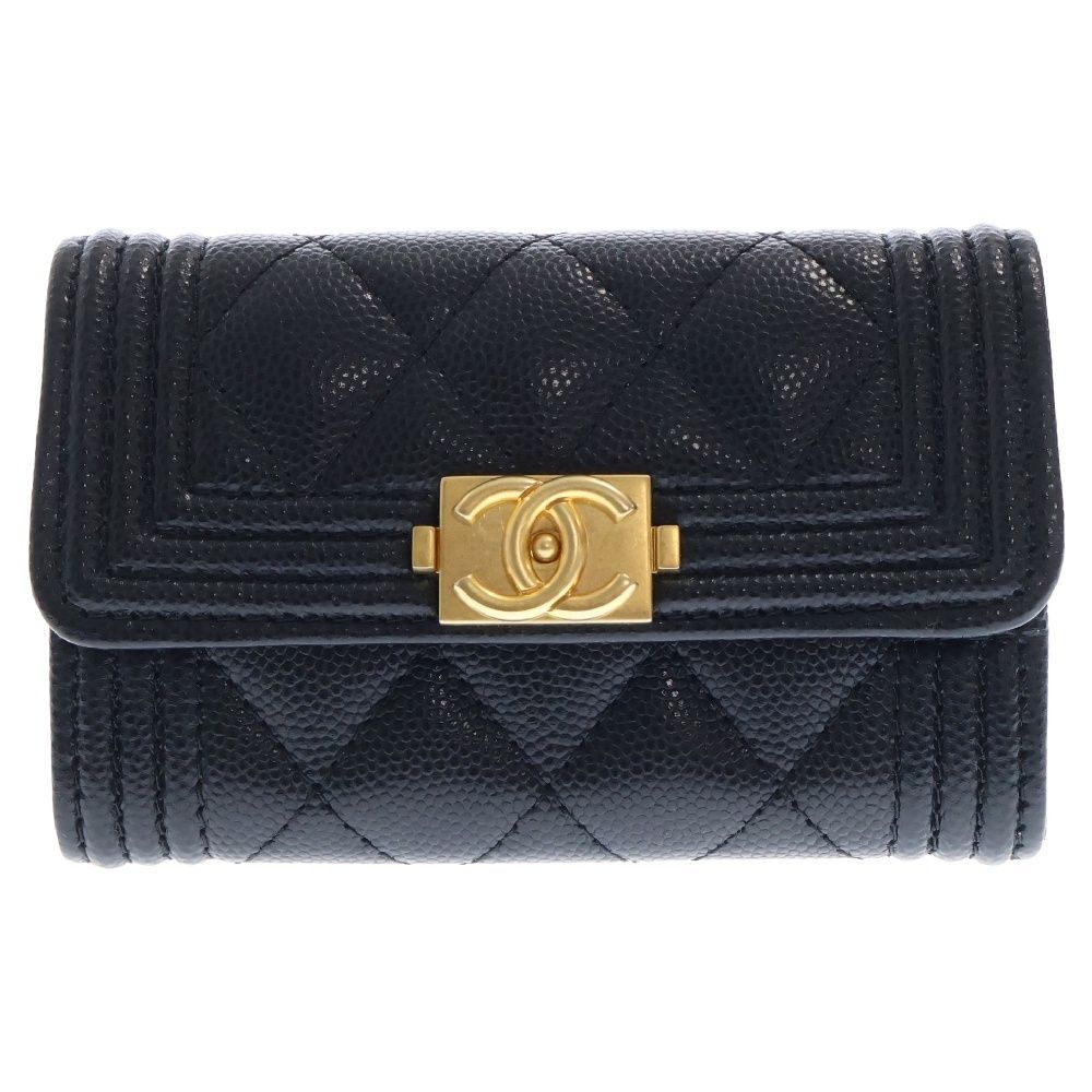 CHANEL (シャネル) ボーイシャネル カードケース ブラック キャビア