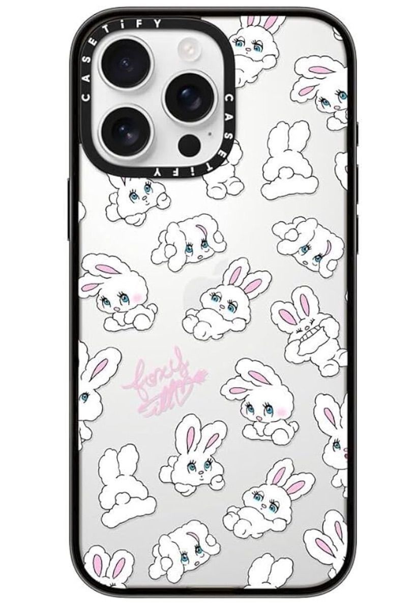 CASETiFY コンパクト iPhone 16 Pro Maxケース - Pink Bunnies - クリア ブラック