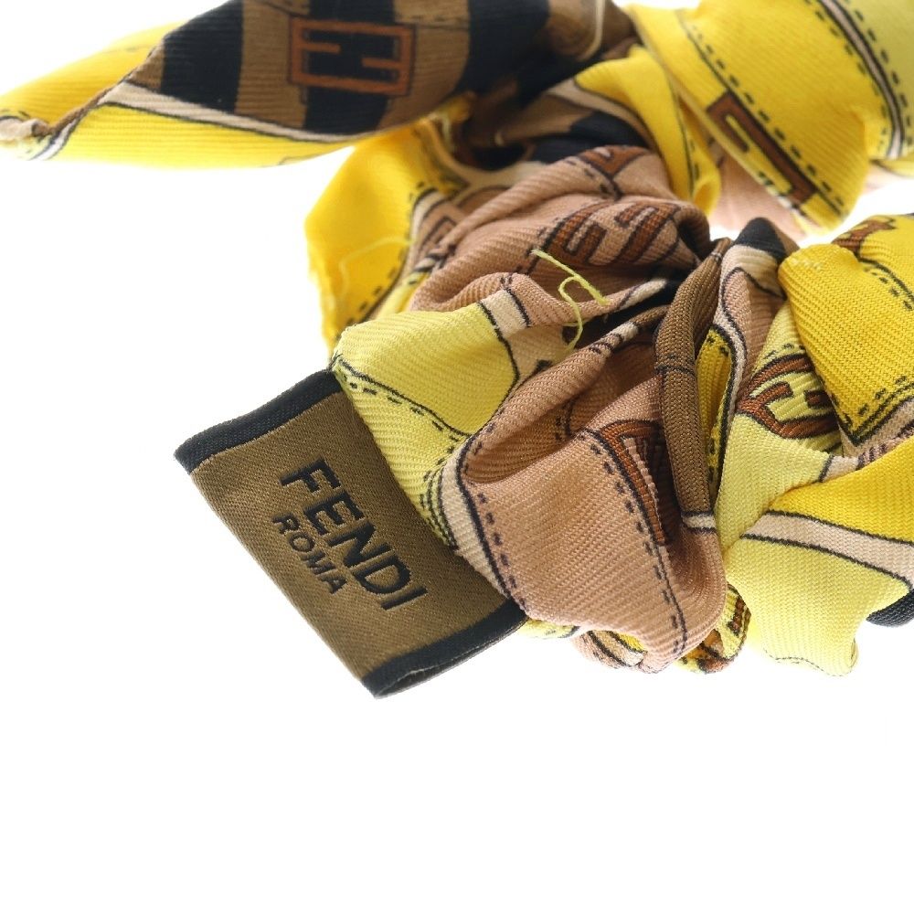 【通販 人気】 FENDI (フェンディ) ロゴ シュシュ 二個セット ブラウン マルチ ヘアアクセサリー