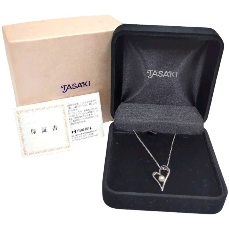 TASAKI 新品同様 田崎真珠 パール ハート ネックレス シルバー