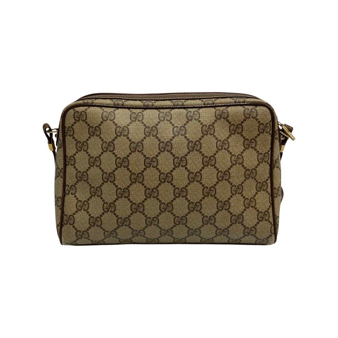 極 美品 GUCCI オールドグッチ ヴィンテージ GG ロゴ 柄 金具 レザー ミニ ショルダーバッグ ポシェット ブラウン 79239-2