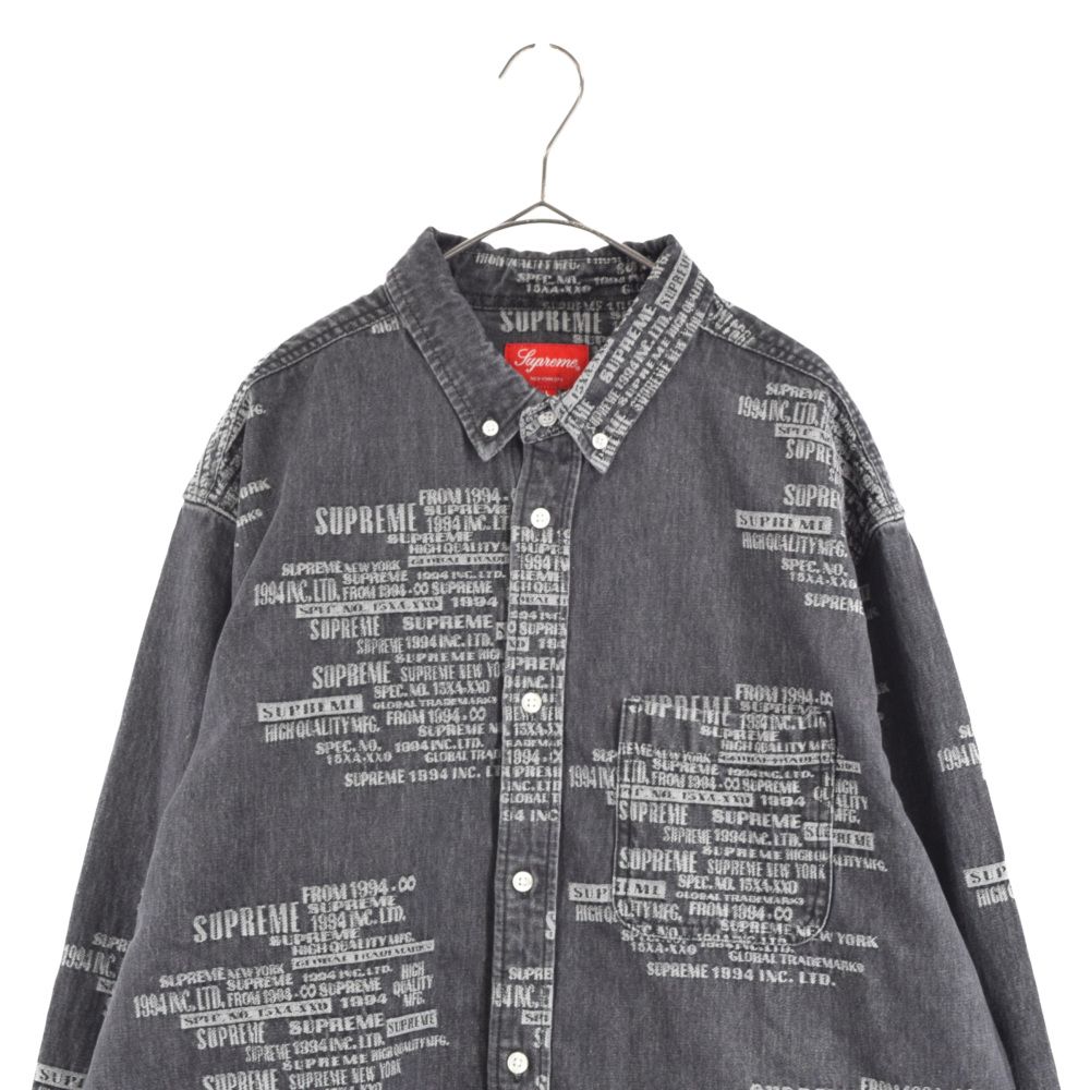 シュプリーム  23SS  Trademark Jacquard Denim Shirt 総柄デニム長袖シャツ メンズ XL