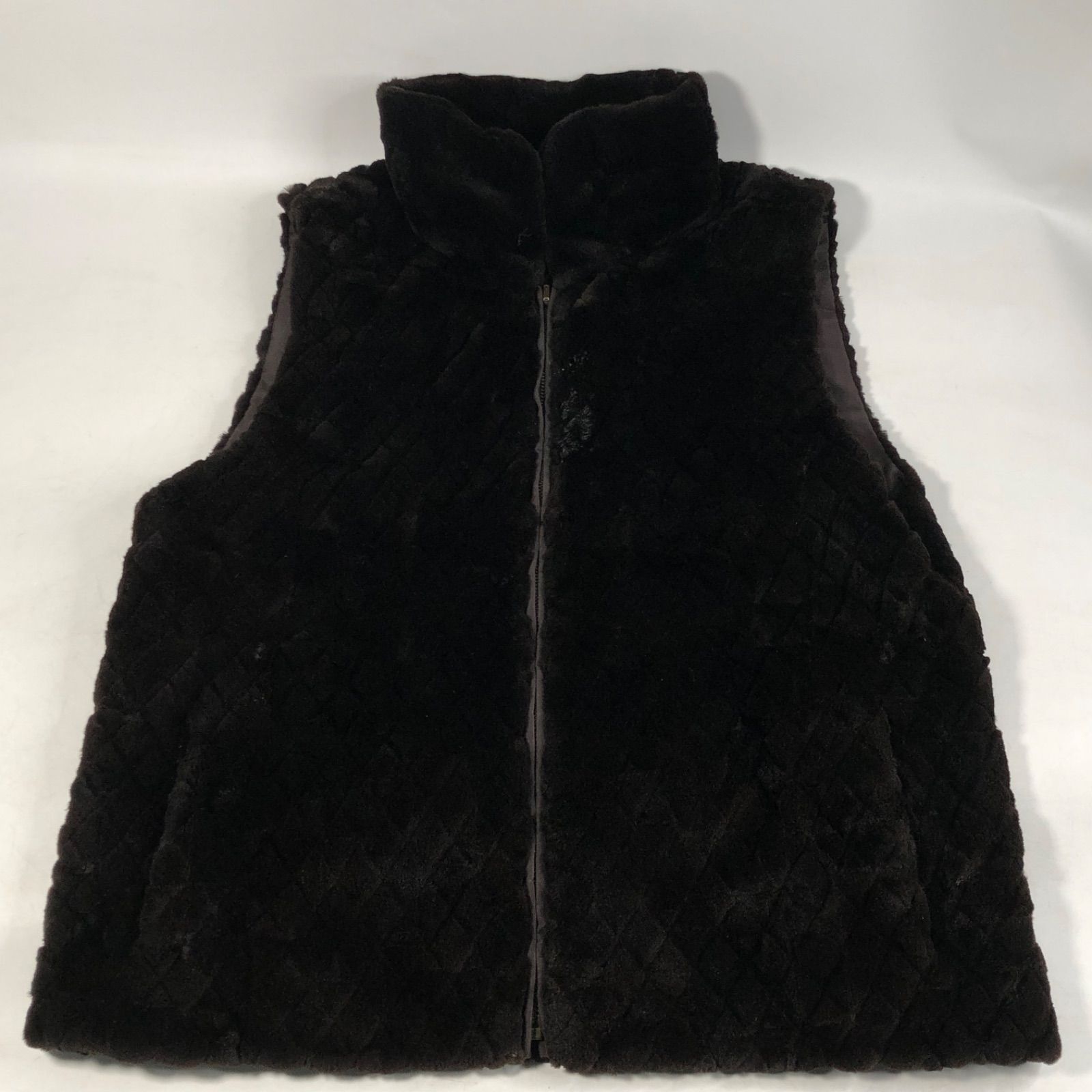 A1016-17-5 ファー ベスト ミンク シルク100% アウター 毛皮