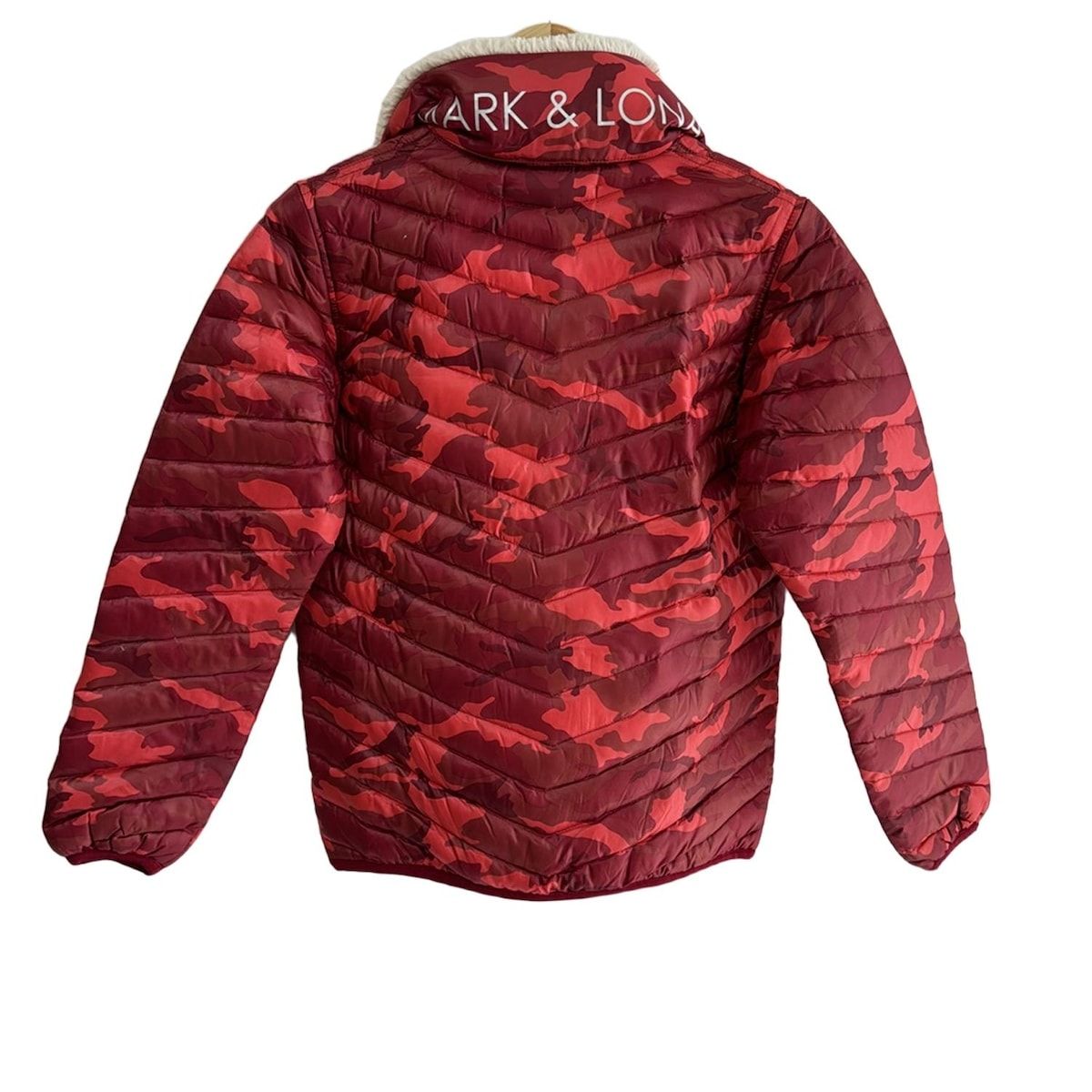 MARK-LONA マークアンドロナ ダウンジャケット サイズM レディース - レッド×ボルドー×マルチ 長袖 2way 冬