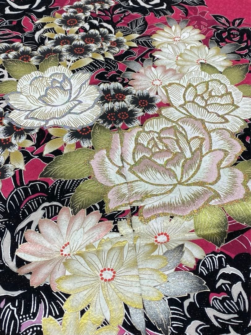 振袖 仮絵羽 舞台衣装 銀通し 金彩 グリッター箔 正絹 未仕立て品 八掛