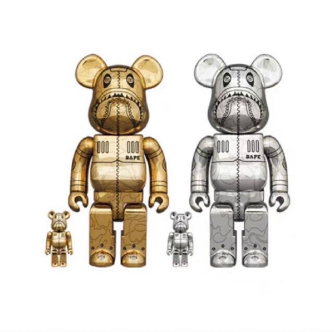 MEDICOM TOY - BAPE SHARK HAJIME SORAYAMA BE@RBRICK セット BAPE SHARK X HAJIME SORAYAMA X BE@RBRICK 100% & 400% GOLD