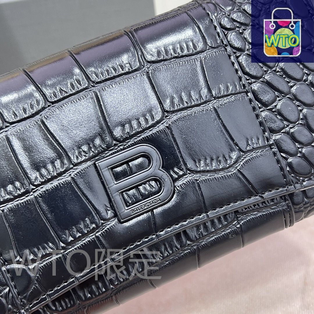 ≪BALENCIAGA≫クロコダイル エンボス砂時計チェーン ウォレット Balenciaga Hourglass Wallet with Chain Crocodile Embossed