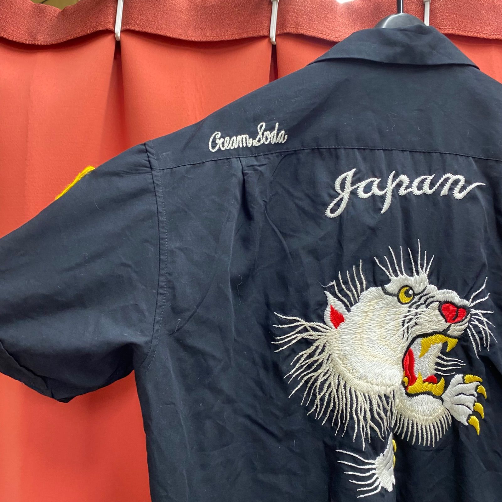 PINK DRAGON ピンクドラゴン　ハンドステッチ　長袖シャツ　黒　美品❗️ PINK DRAGON ピンクドラゴン 半袖 シャツ スカシャツ ボーリング