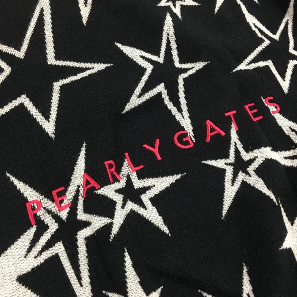 パーリーゲイツ ハイネックセーター 黒×白 星柄 ウール混 ニット レディース 1 M ゴルフウェア モデル PEARLY GATES LLC-HASEGAWATOSO_COM