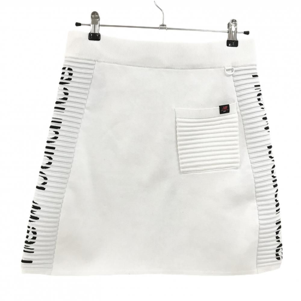ニューバランスゴルフ ニットスカート 白×黒 サイドロゴ ウエストゴム