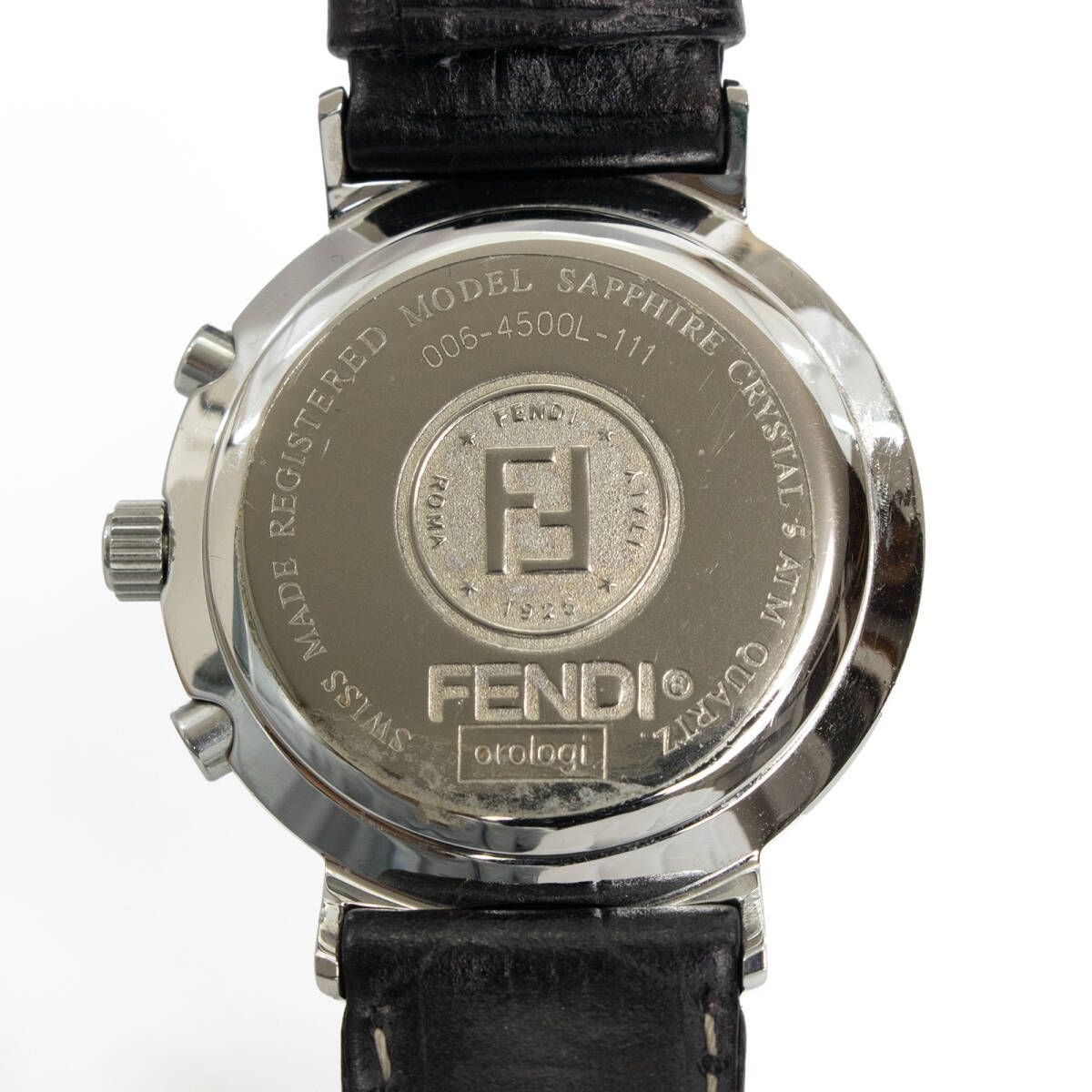 FENDI フェンディ 腕時計 レディース 4500L クロノグラフ FF柄 ブラック 付属完備 ブラック 防水対応 ズッカ 防水対応 カレンダー機能