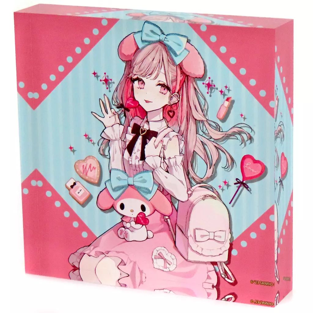 雑貨　[破損品] マイメロディ アクリルブロック 「赤倉×サンリオキャラクターズ はぴだんぶい」 中古】アクリルスタンド・アクリルパネル マイメロディ アクリル