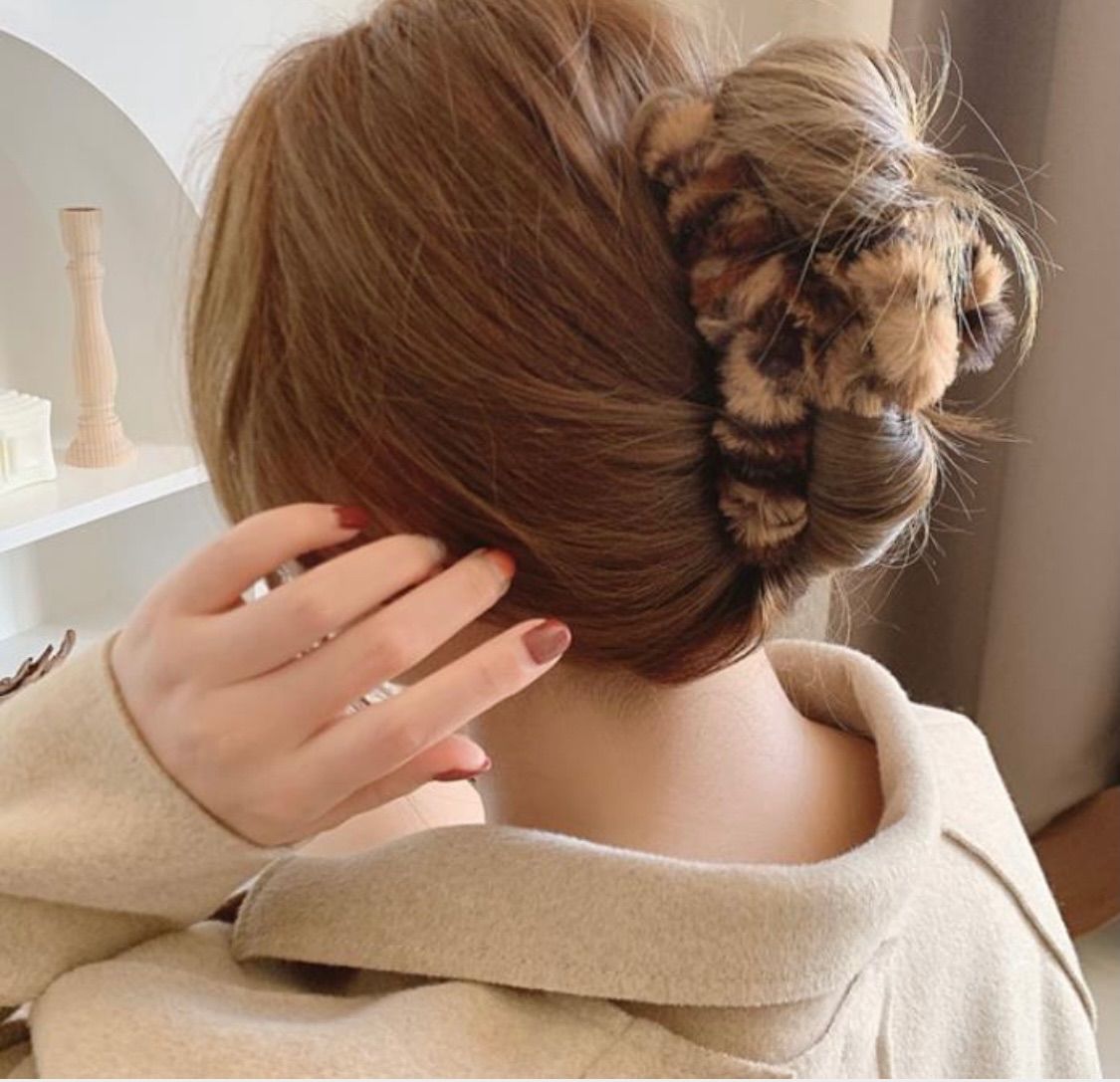 レオパードファー♡ふわふわファーヘアクリップ♡ヘアピン♡量産型