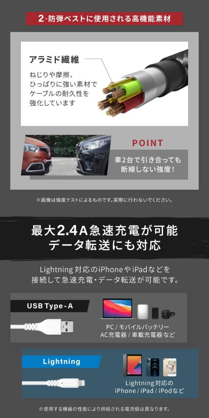 【新品・2営業日で発送】オウルテック A to Lケーブル やわらか超タフ 0.5m ブラック(OWL-CBA4LA5-BK)