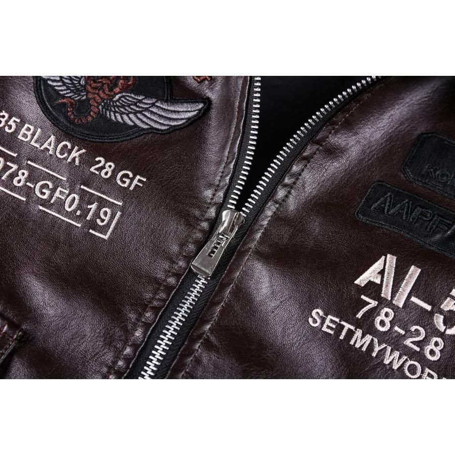 バイクウェア バイクジャケット メンズ レザージャケット 刺繍柄 ライダース バイクウェア 皮ジャン 革ジャン 立て襟 おしゃれ 防風 ファスナー春秋服 KANDAIZUMI_COM