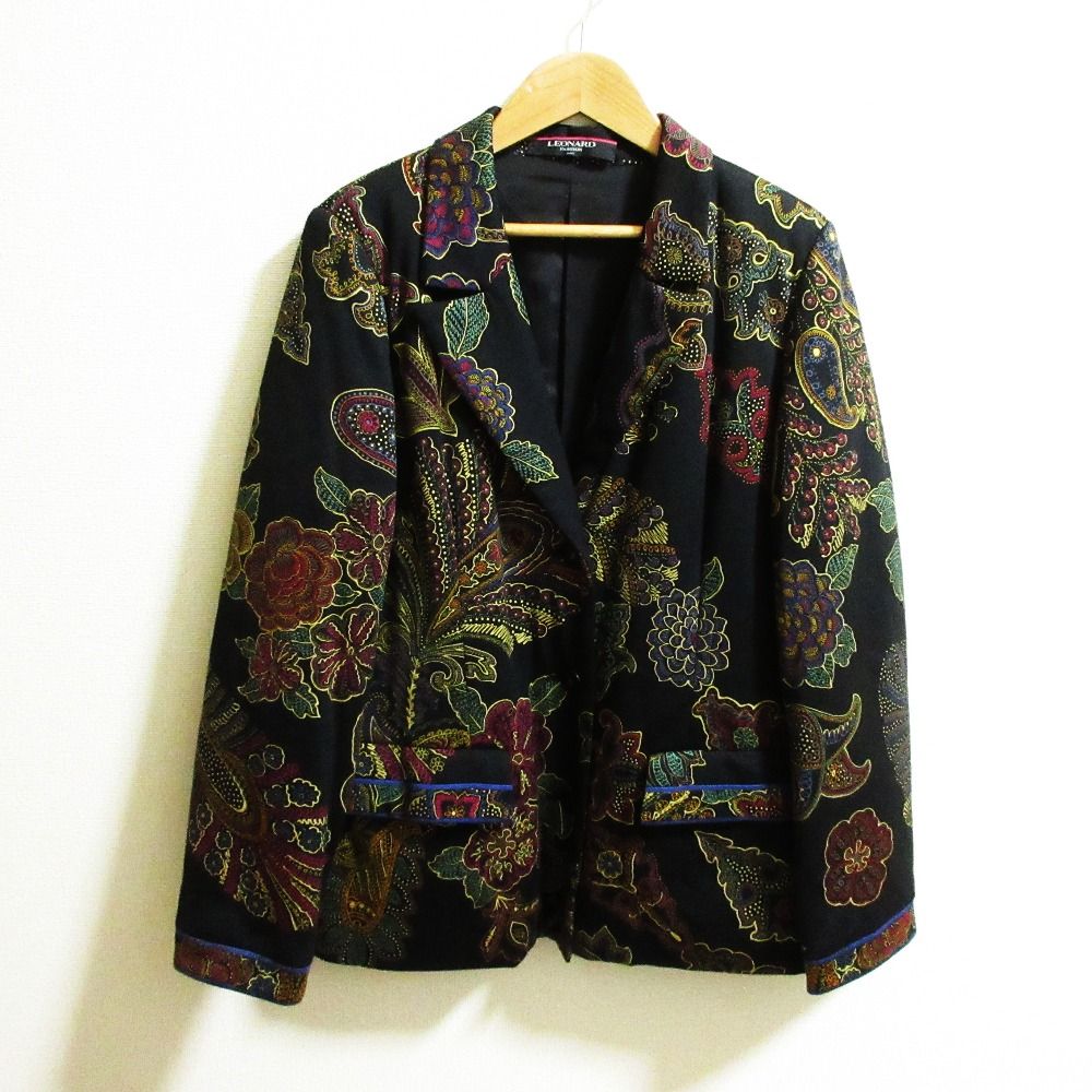 LEONARD レオナール コットン ジャケット ブラック SIZE M 中古・古着通販】LEONARD FASHION (レオナールファッション) 総