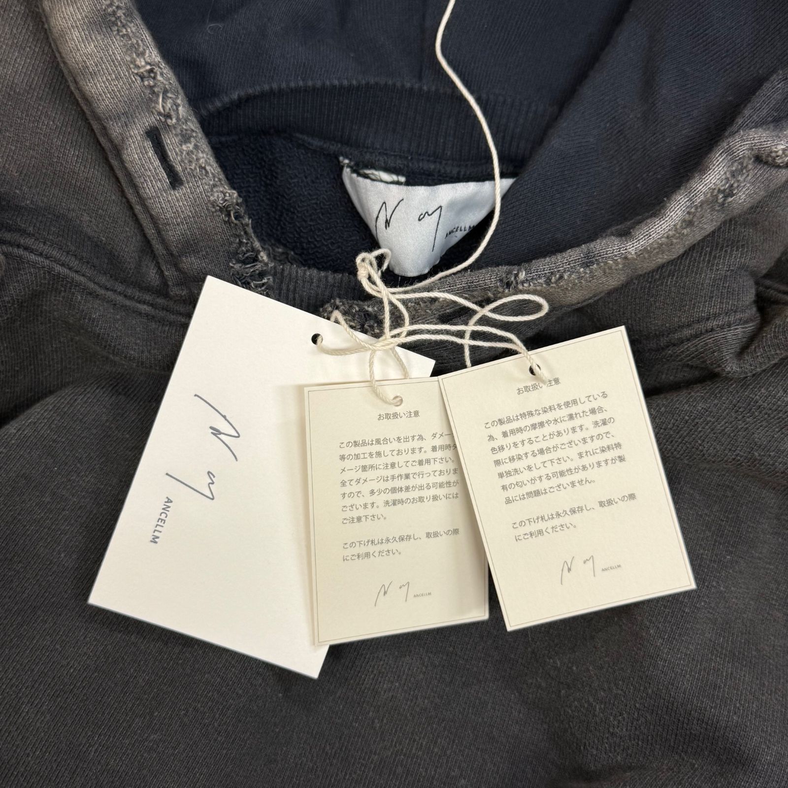 未使用品 ANCELLM 24AW AGING CRASH HOODIE エイジングクラッシュ 