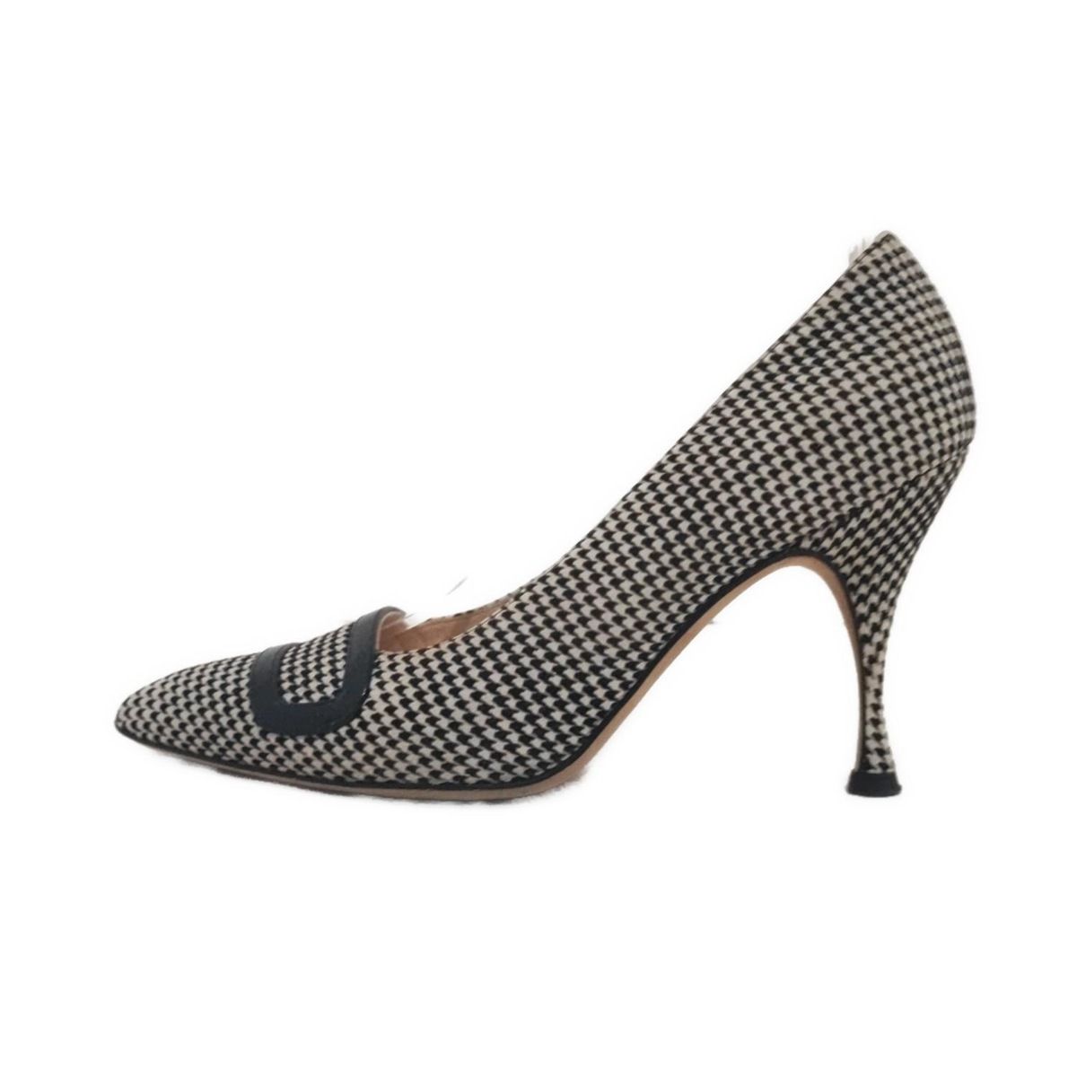 MANOLO BLAHNIK マノロブラニク パンプス 36 1|2 レディース - 白×黒 千鳥格子柄 ウール