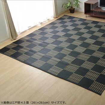 洗える PPカーペット 『ウィード』 ブラック 江戸間2畳(約174×174cm) 2116902