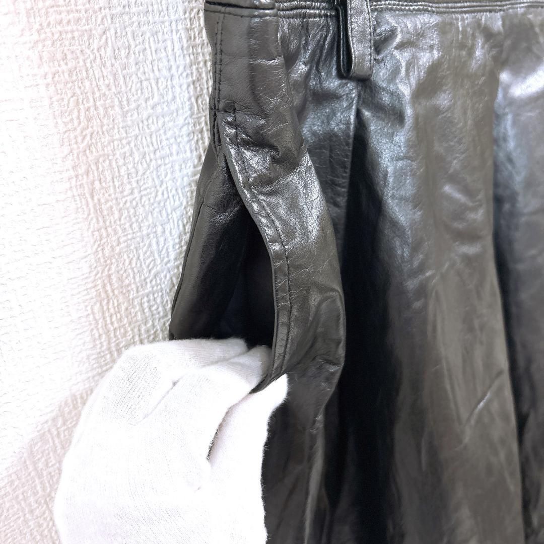 絶対にあなたの一番選択！ イッセイミヤケ ヴィンテージ カウレザースカート M 無地 ブラック 最低の価格！