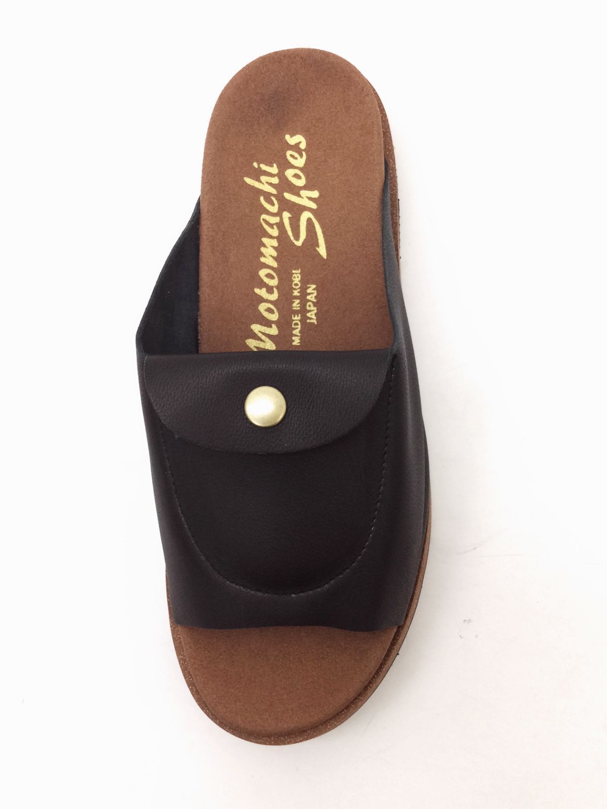 モトマチシューズ ポケットサンダル レディース BLACKスムース BLACKソール Motomachi Shoes