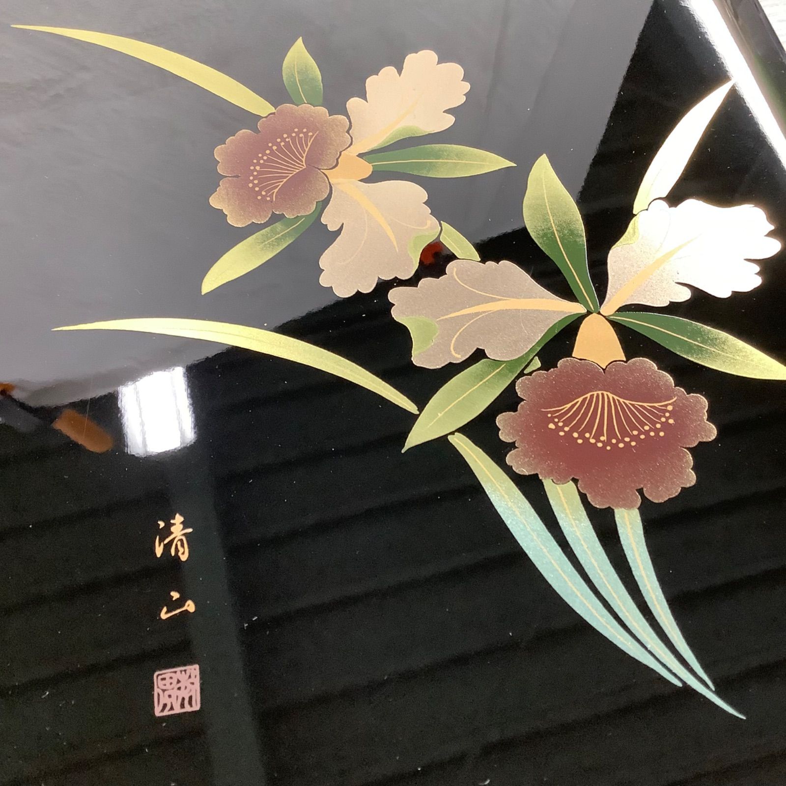 激安単価で 木製 蒔絵 漆器 会津 漆塗 清山作】 文庫箱 【送料 箱付き 文箱 工芸品