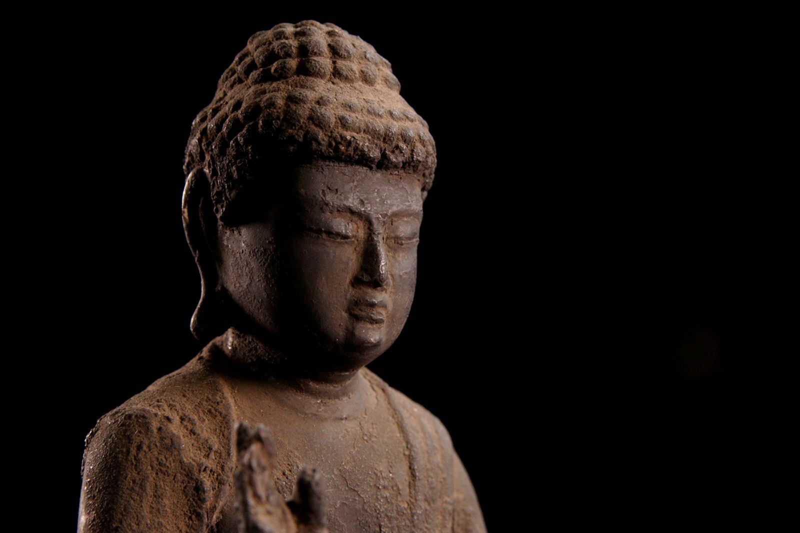 時代 厨子入 木彫 釈迦如来坐像 21.5cm 仏像唐物骨董 仏教美術