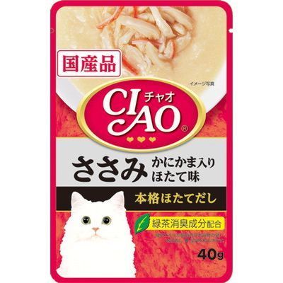 セット いなばペットフード CIAO パウチ ささみ かにかま入り ほたて味 40 g