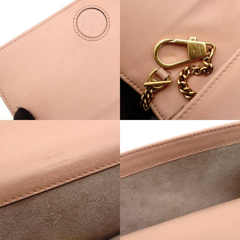 グッチ GUCCI GGマーモント レザー チェーン ショルダーバッグ ピンク ベージュ GGロゴ 488426 クロスボディ 7-9-652 DECORATOM_COM_BR