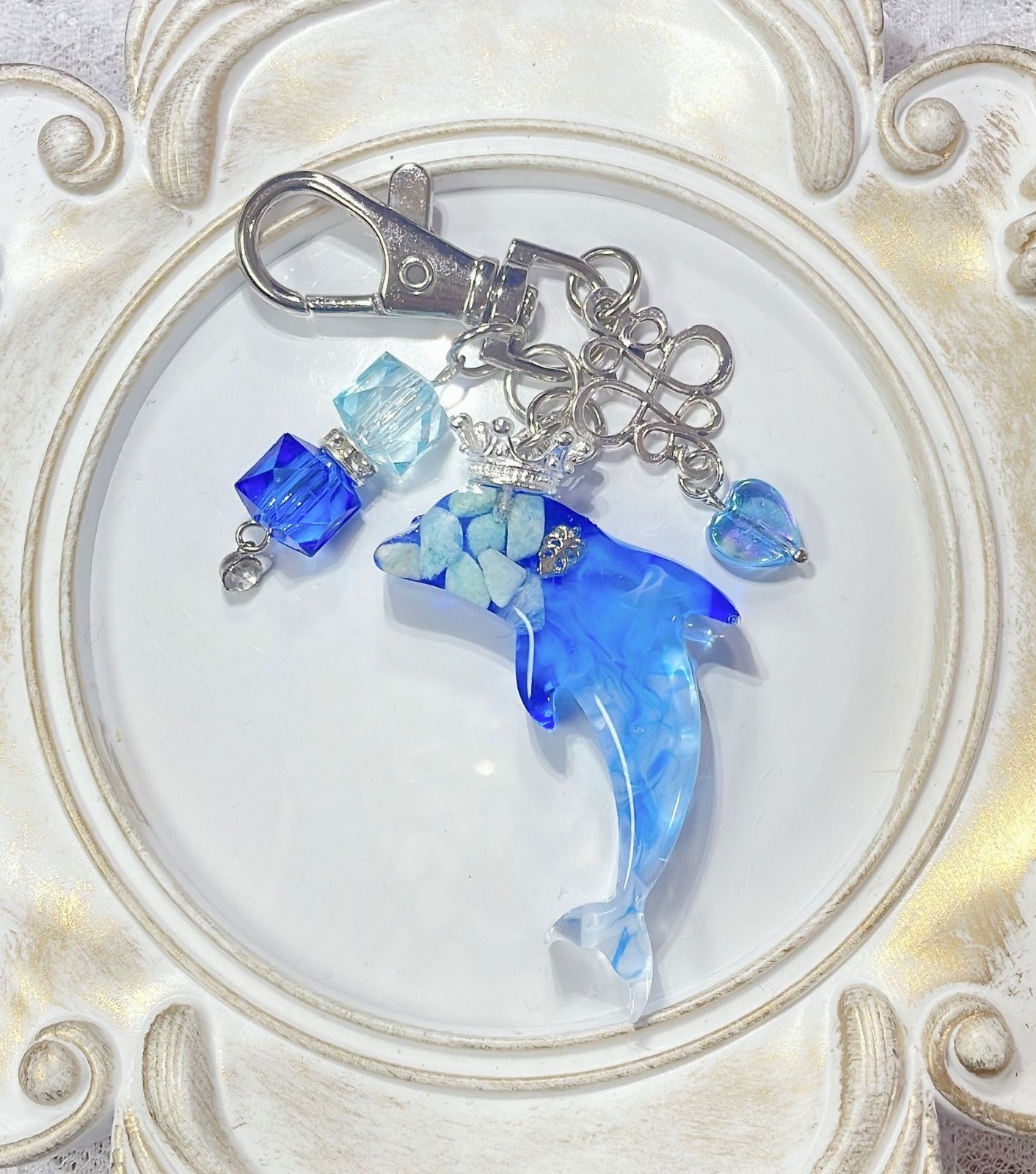 イルカのキーホルダー 青 （イルカ キーホルダー ぽくっ）
