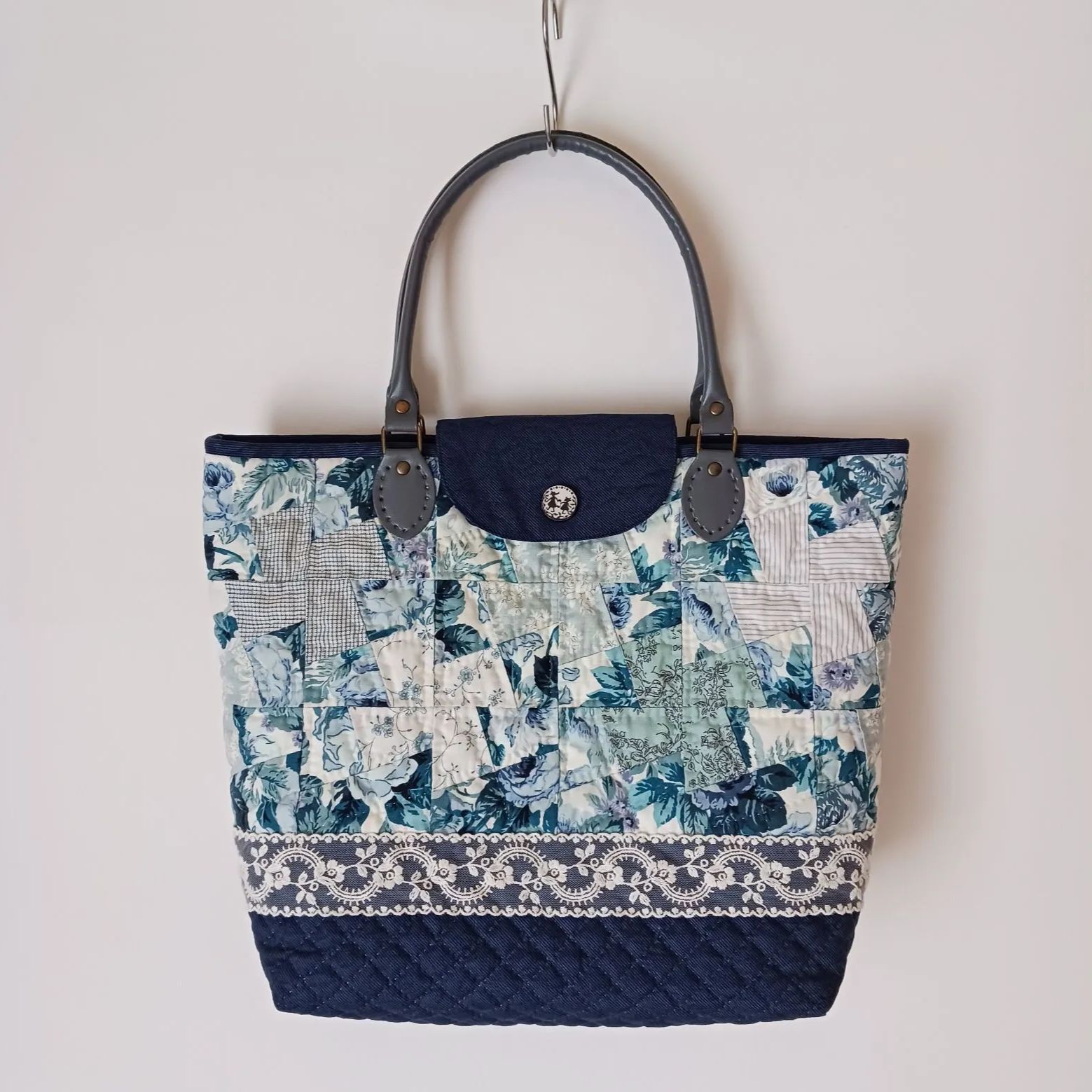 パッチワーク＊フラップ付きハンドバッグ