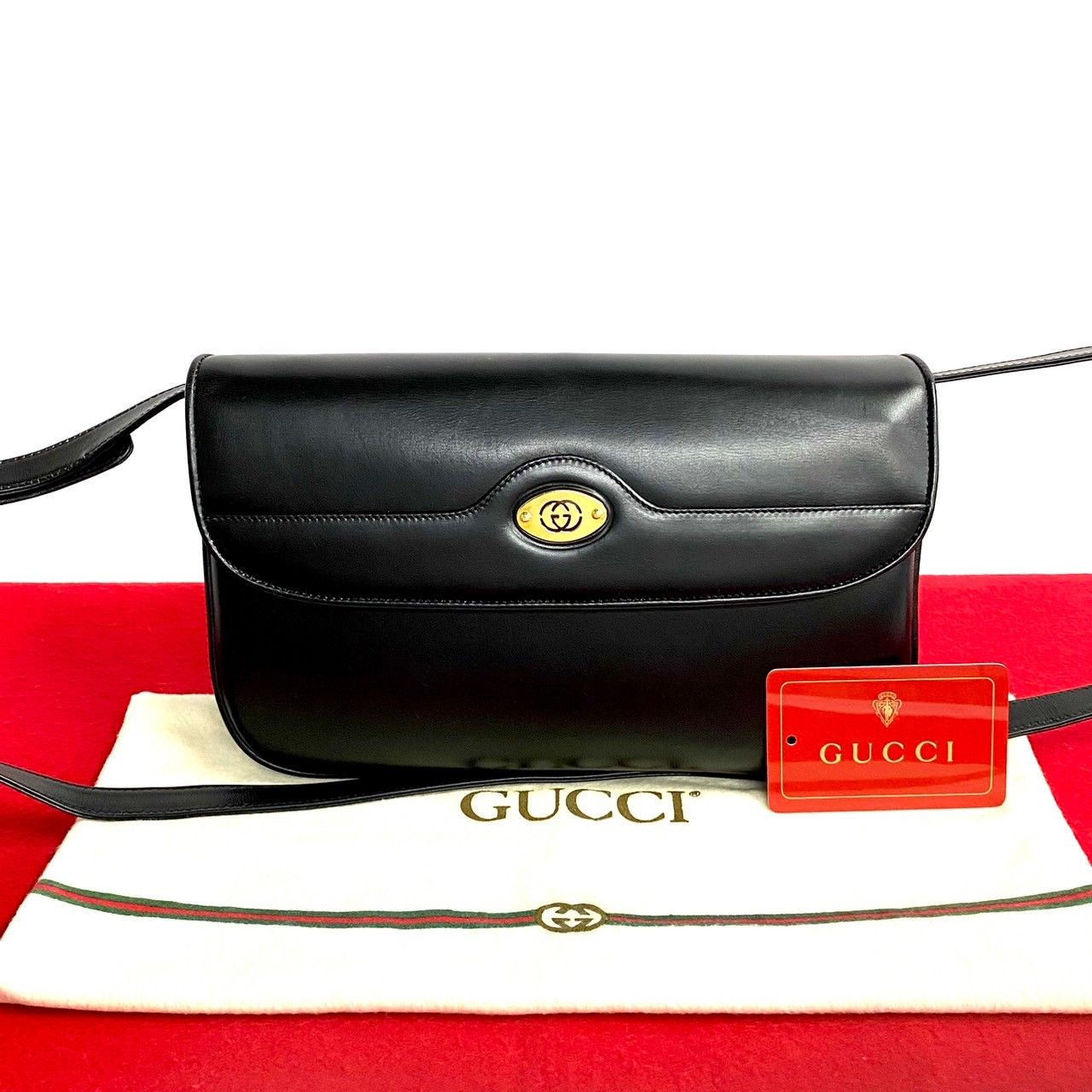 極 美品 袋付 GUCCI グッチ オールドグッチ ヴィンテージ GG ロゴ レザー 本革 ショルダーバッグ ポシェット サコッシュ ブラック 黒  813-3 - メルカリ