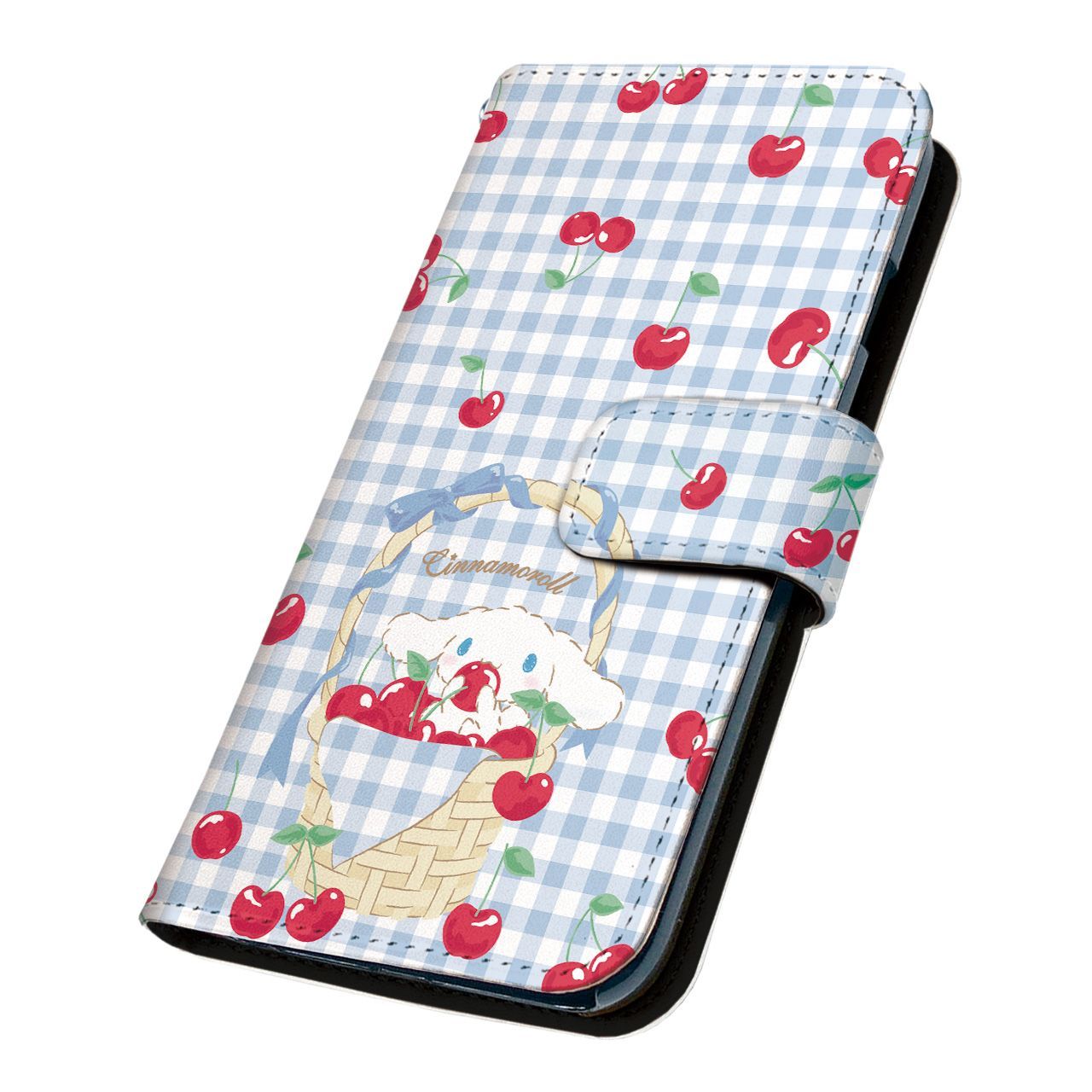 サンリオ 正規品 シナモロール Xperia 8 902SO ケース 手帳型 スマホケース [デザイン:2.チェリー(チェックBL)/マグネットハンドあり] SANRIO シナモン エクスペリア8 902so