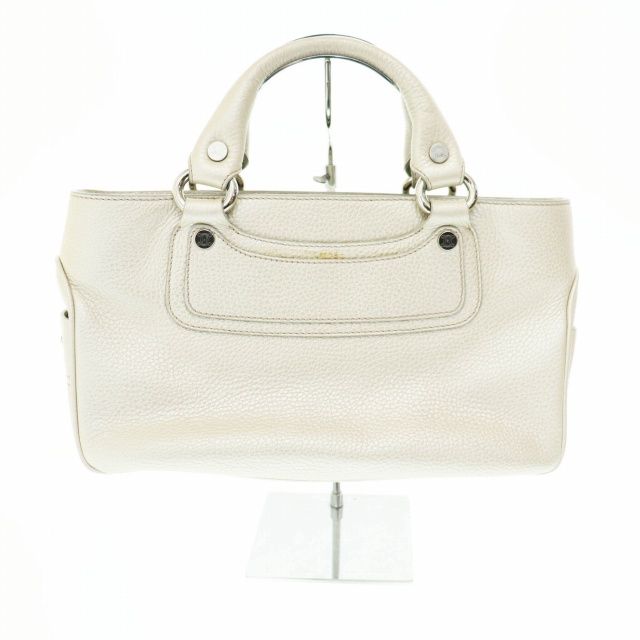 セリーヌ CELINE メタリック レザー ブギー ハンド バッグ シルバー 