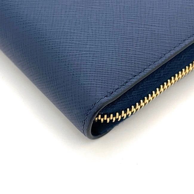 プラダ ラウンドファスナー 長財布 ブルー 財布 美品 サフィアーノ