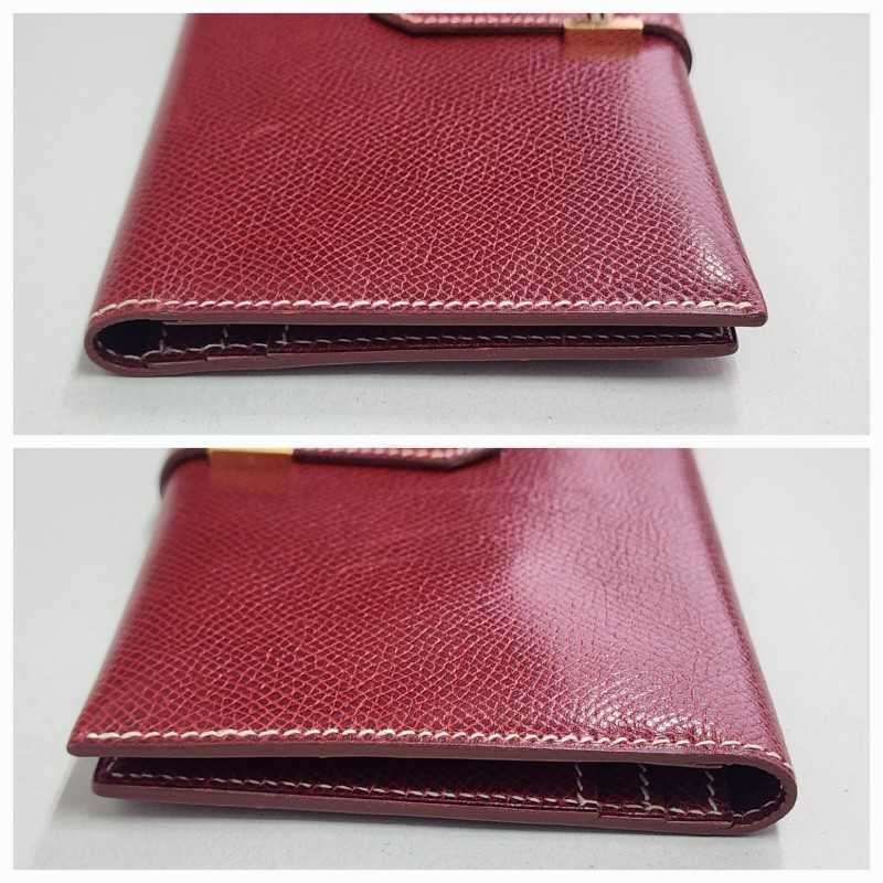 HERMES エルメス ベアン クラシック レッド ゴールド金具 本革 レザー  