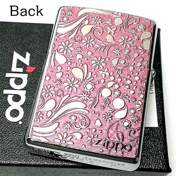 ZIPPO ライター キャット＆フラワー ジッポ 猫 両面柄違い ねこ柄 花柄 