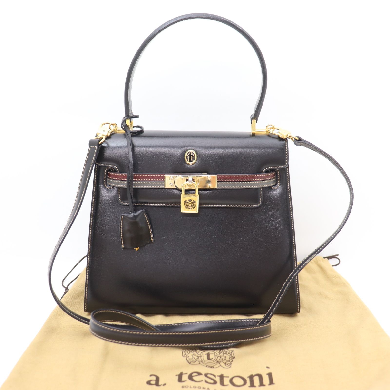 IT6LFIK37KLK a.testoni テストーニ レザー ハンドバッグ ショルダー 