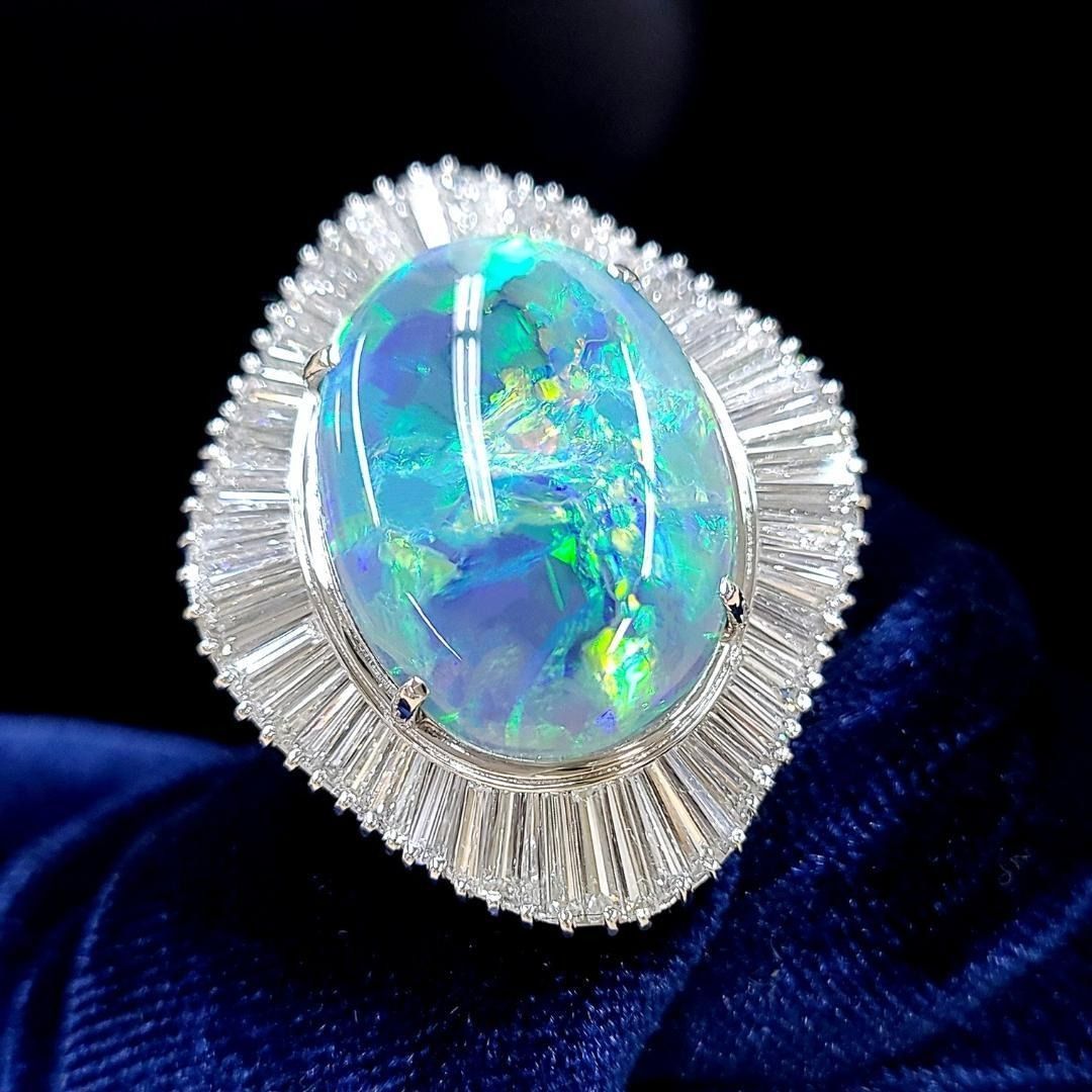 オーストラリア産！オーロラ！ほぼ3ct ブラックオパール プラチナ リング オーストラリア産！オーロラ！ほぼ3ct ブラックオパール プラチナ