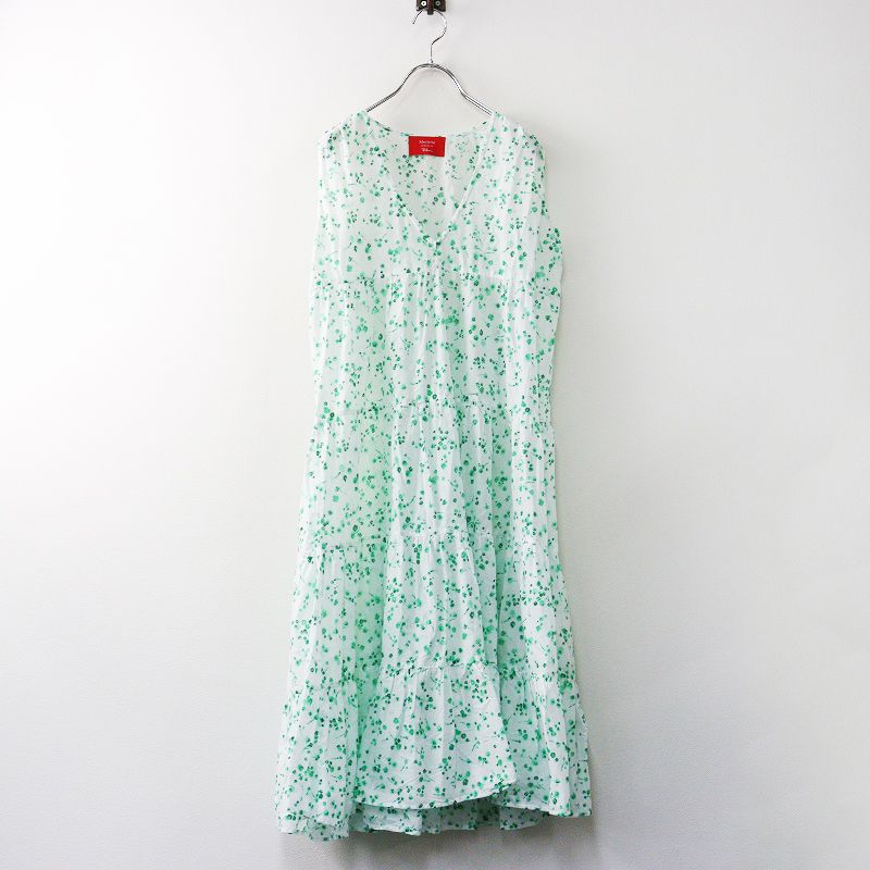 ロンハーマン Ron Herman別注 マーレット Merlette 小花柄 CHELSEA ティアードギャザードレス XS グリーン┃インド製 2400014636499
