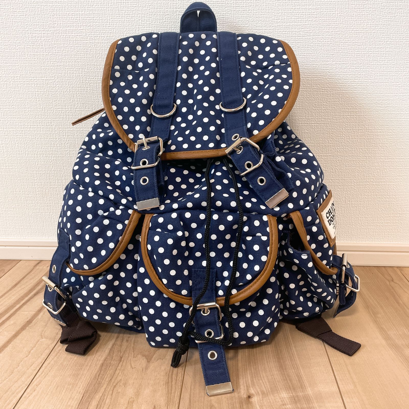 y2k CHAIN'DONUTS リュック 水玉 ポルカドット ネイビー 紺色