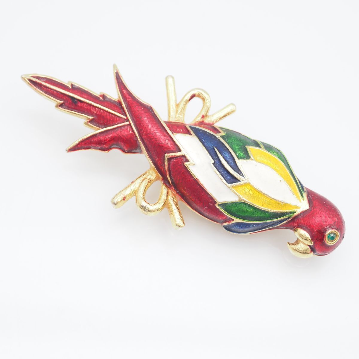 F585 SPHINX スフィンクス ブローチ バード オウム マルチ エナメル ゴールド デザイン